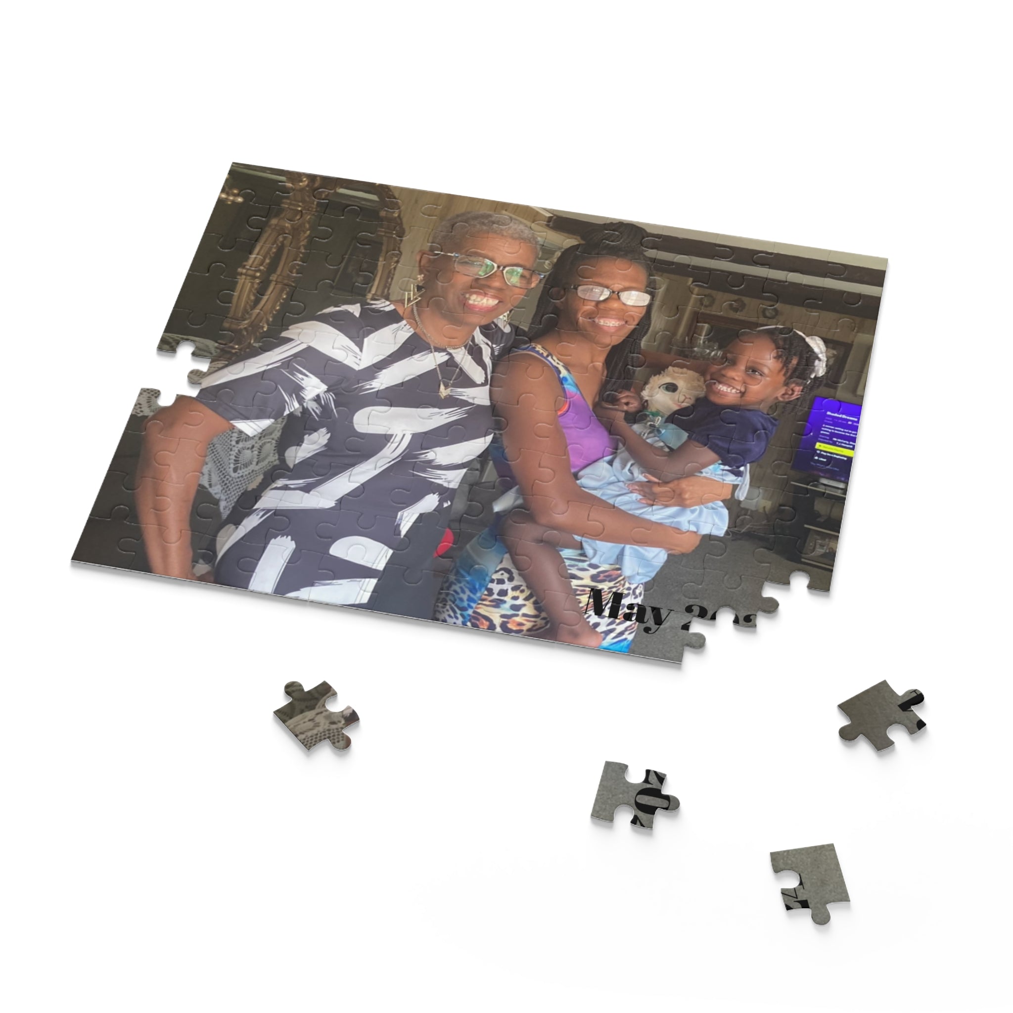 Personalized Family Photo 120 Piece Puzzle — Custom Grandmother, Daughter & Granddaughter Keepsake