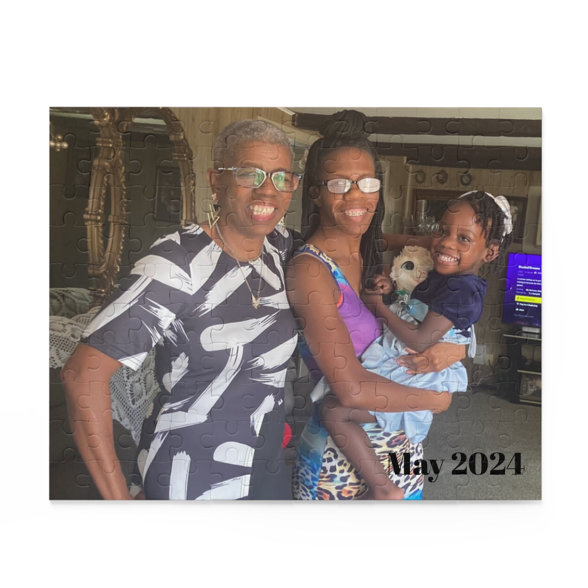 Personalized Family Photo 120 Piece Puzzle — Custom Grandmother, Daughter & Granddaughter Keepsake